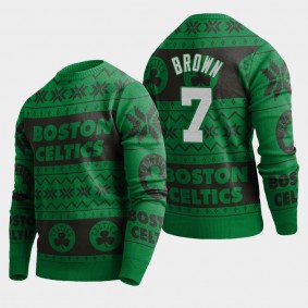 Boston Celtics Jaylen Brown 2019 Ugly Christmas Sweater Pullover Kelly Green