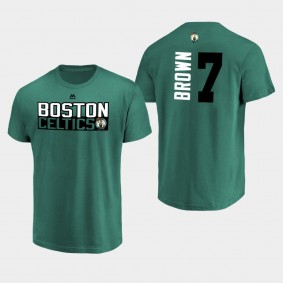 Boston Celtics Jaylen Brown Name Number Green Short Sleeve T-Shirt