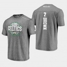 Boston Celtics Jaylen Brown 2020 Latin Night Clutch Shooting Heather Gray T-Shirt