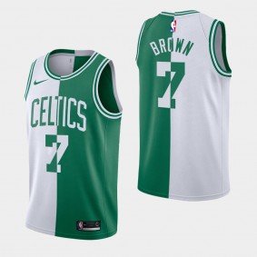Men's Boston Celtics Jaylen Brown Split Jersey White Green