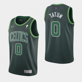 2021 Jayson Tatum Boston Celtics Vistaprint Patch Green Jersey - Earned