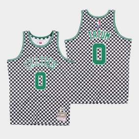 Men's Boston Celtics Jayson Tatum Checkerboard White Jersey