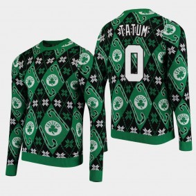 Men's Boston Celtics Jayson Tatum Christmas Ugly Green Sweater