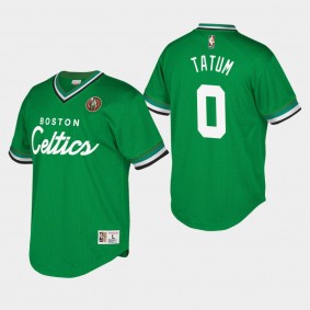 Boston Celtics Jayson Tatum Hardwood Classics V-Neck Script Mesh Kelly Green Shirt