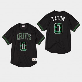 Men's Boston Celtics Jayson Tatum Hardwood Classics Mesh Crewneck Black T-Shirt