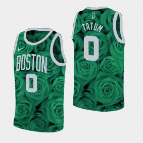 Men's Boston Celtics Jayson Tatum Rose National Flower Green Jersey