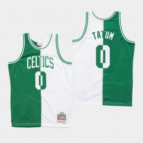 Men's Boston Celtics Jayson Tatum Split Green White Jersey