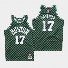 Men's Boston Celtics John Havlicek Checkerboard Green Jersey
