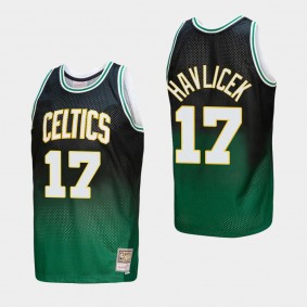 Men's Boston Celtics #17 John Havlicek Fadeaway Kelly Green Black HWC Limited Jersey