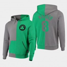Boston Celtics Kemba Walker Diagonal French Terry Color Block Pullover Hoodie Gray Kelly Green