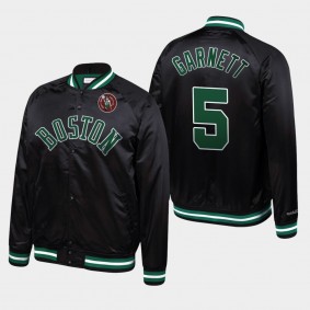Boston Celtics Kevin Garnett Hardwood Classics Satin Raglan Full-Snap Jacket Black