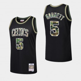 Men's Boston Celtics Kevin Garnett Straight Fire Camo Black Jersey