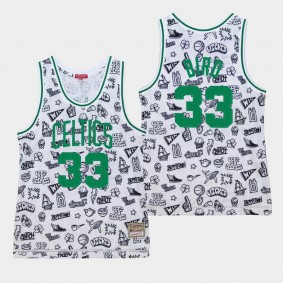 Boston Celtics #33 Larry Bird Doodle Jersey HWC Limited White