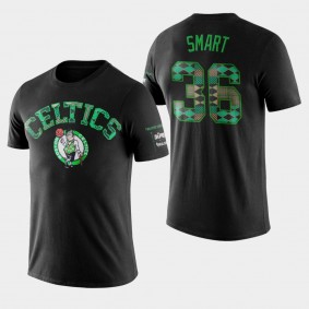 Boston Celtics Marcus Smart Kente Elbow Patch Two Hype Original 90's Team Black T-Shirt