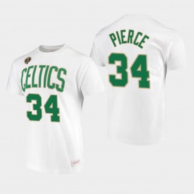 Boston Celtics #34 Paul Pierce 2008 NBA Champions White T-Shirt - Metallic Gold