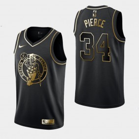 Men's Boston Celtics Paul Pierce Golden Edition Black Jersey