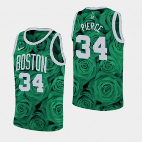 Men's Boston Celtics Paul Pierce Rose National Flower Green Jersey