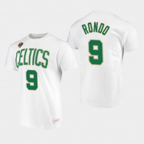 Boston Celtics #9 Rajon Rondo 2008 NBA Champions White T-Shirt - Metallic Gold