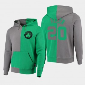 Boston Celtics Ray Allen Diagonal French Terry Color Block Pullover Hoodie Gray Kelly Green