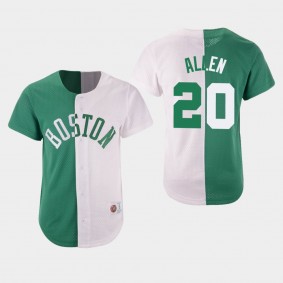 Men's Boston Celtics Ray Allen Split Mesh Button Green White Jersey
