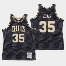 Boston Celtics Reggie Lewis Black Toile Jersey Black