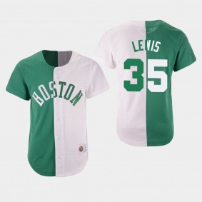 Men's Boston Celtics Reggie Lewis Split Mesh Button Green White Jersey