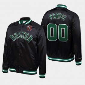 Boston Celtics Robert Parish Hardwood Classics Satin Raglan Full-Snap Jacket Black