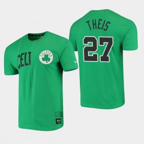 Daniel Theis Wordmark Logo Cut Sew Applique Brushed Boston Celtics T-Shirt Green