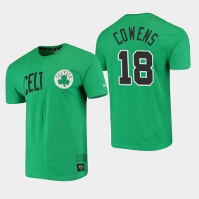 David Cowens Wordmark Logo Cut Sew Applique Brushed Boston Celtics T-Shirt Green