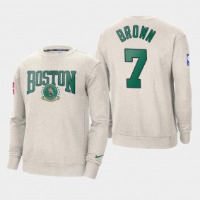 Boston Celtics Jaylen Brown 75th Courtside Ivy League Pullover Sweatshirt Oatmeal
