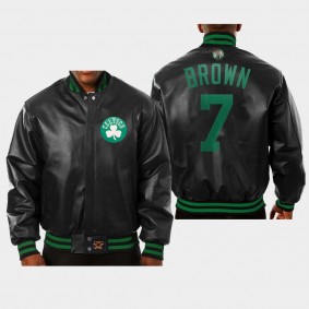 Jaylen Brown All-Leather Full-Snap JH Design Boston Celtics Jacket Black
