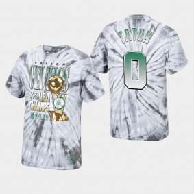 Boston Celtics Jayson Tatum 17 Times Champs Playoffs Hardwood Classics Silver T-Shirt