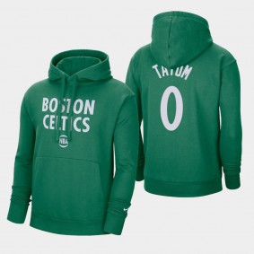 Jayson Tatum 2021 City Edition Essential Logo Fleece Pullover Boston Celtics Hoodie Green