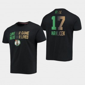 John Havlicek Social Justice Team Boston Celtics T-Shirt Black