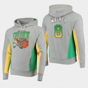 Kemba Walker Fire Contrast Raglan Tri-Blend Boston Celtics Hoodie Gray