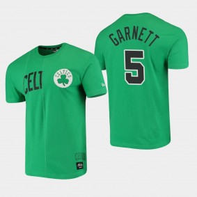 Kevin Garnett Wordmark Logo Cut Sew Applique Brushed Boston Celtics T-Shirt Green