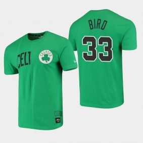 Larry Bird Wordmark Logo Cut Sew Applique Brushed Boston Celtics T-Shirt Green