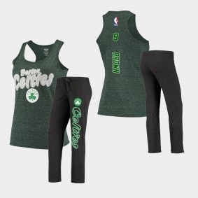 Boston Celtics Moses Brown Tank Top & Pants suits Black Green