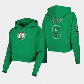 Boston Celtics Derrick White Cropped Kelly Green Hoodie Women's Classic Fleece