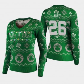 Women's Boston Celtics Jabari Bird Christmas Ugly Green Sweater