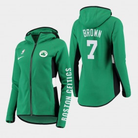 Boston Celtics Jaylen Brown Showtime Women's Green Full-Zip Raglan Hoodie