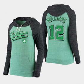 Boston Celtics Grant Williams Colorblock Tri-Blend Pullover Heathered Kelly Green Women's Hoodie