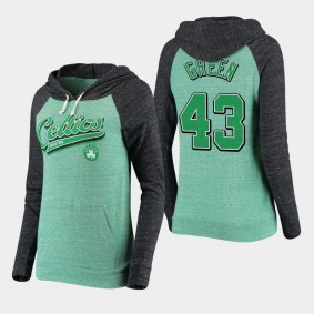 Boston Celtics Javonte Green Colorblock Tri-Blend Pullover Heathered Kelly Green Women's Hoodie