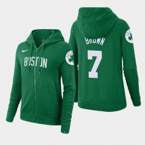 Women's Boston Celtics Jaylen Brown Wordmark Essential Full-Zip Kelly Green Hoodie