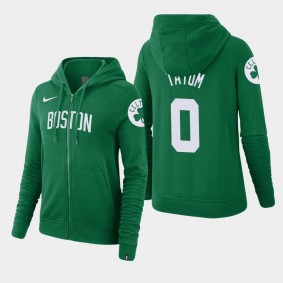 Women's Boston Celtics Jayson Tatum Wordmark Essential Full-Zip Kelly Green Hoodie