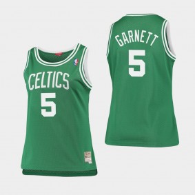 Women's Boston Celtics Kevin Garnett #5 Kelly Green Hardwood Classics Plus Size Jersey