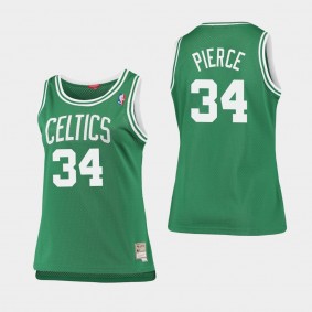 Women's Boston Celtics Paul Pierce #34 Kelly Green Hardwood Classics Plus Size Jersey