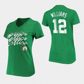 Boston Celtics Grant Williams Power Forward Foil V-Neck Women's T-Shirt - Kelly Green