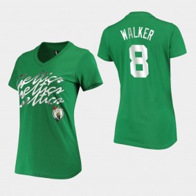 Boston Celtics Kemba Walker Power Forward Foil V-Neck Women's T-Shirt - Kelly Green