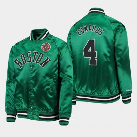 Boston Celtics Carsen Edwards Hardwood Classics Lightweight Satin Raglan Full-Snap Youth Jacket Kelly Green